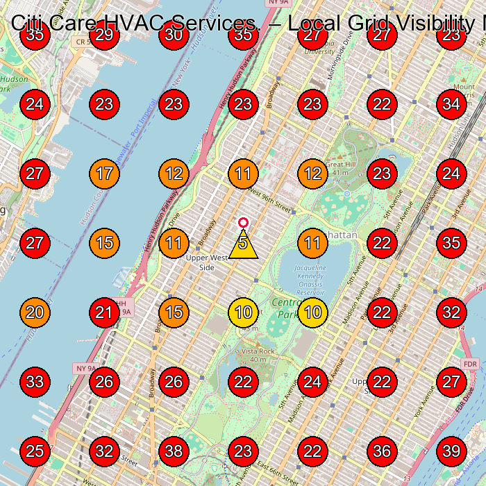 Citi Care HVAC Services. GeoGrid visibility map for Hvac Contractor in New York